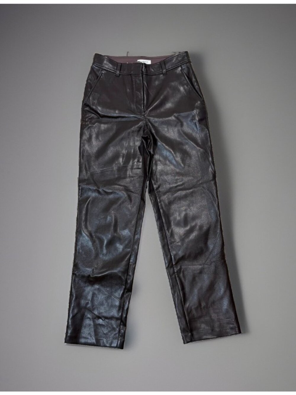 ARITZIA Babaton Burgundy Faux Leather Mid Rise Bootcut Pants Excellent Vegan  6